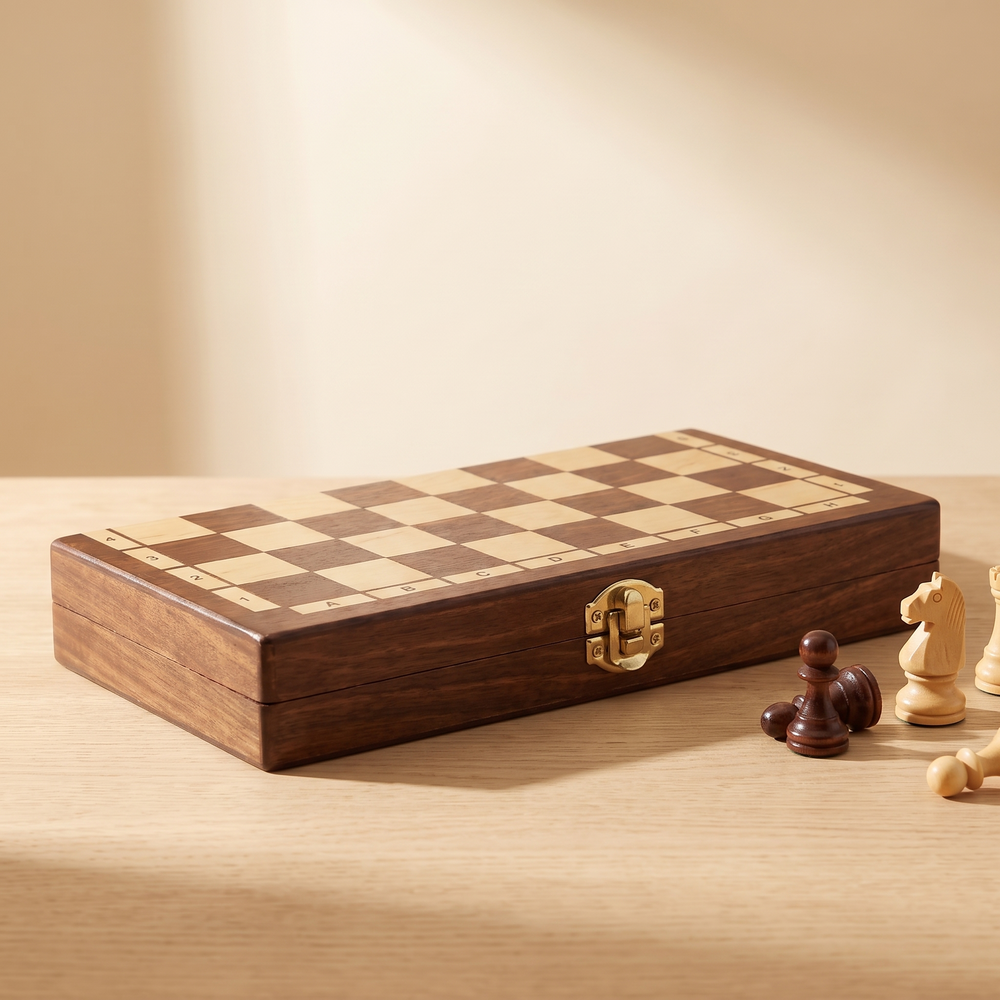 Échiquier magnétique pliable en bois massif, six tailles — rangement