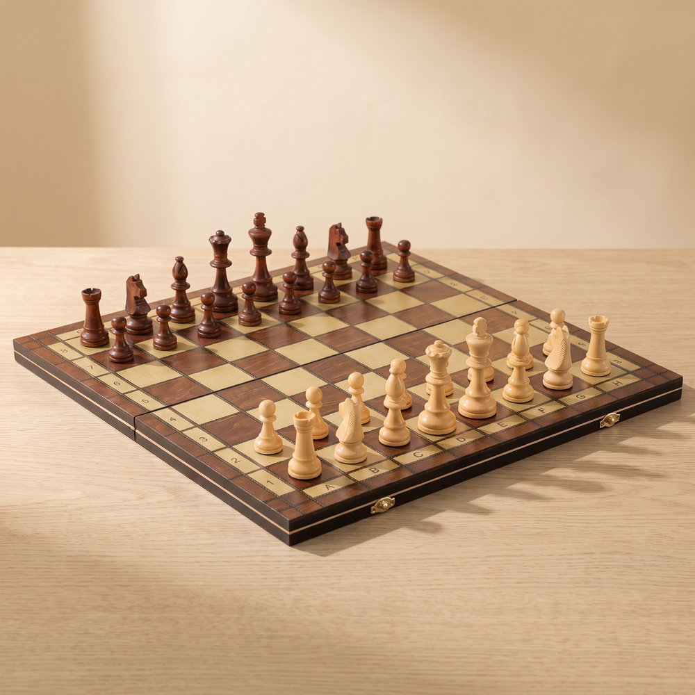Échiquier magnétique pliable en bois massif, 44 cm — packshot