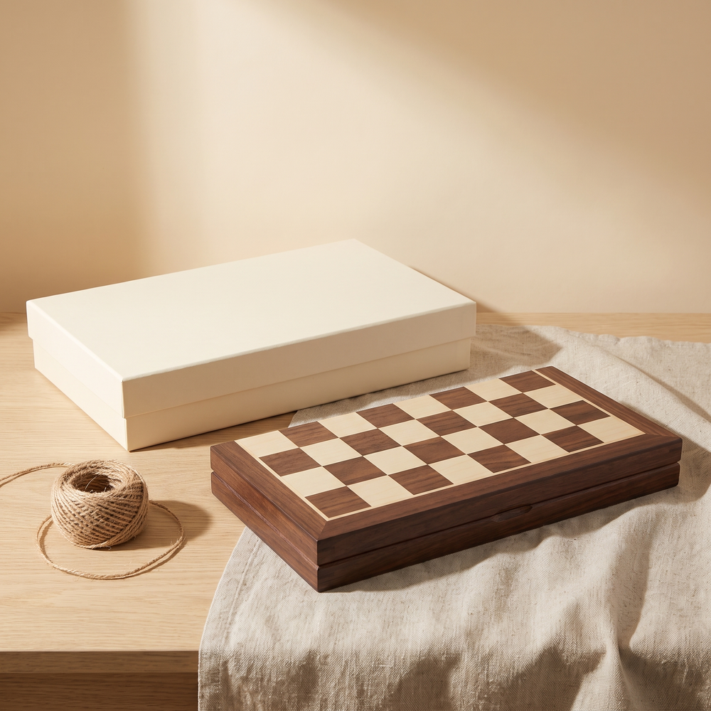 Échiquier magnétique pliable en bois massif, 44 cm — coffret cadeau